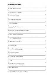 English worksheet: Make up questions present simple