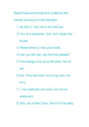 English Worksheet: pronoun