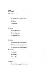 English worksheet: Pollution Outline