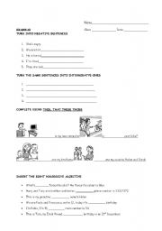 English worksheet: test family demonstratives to be second part