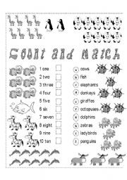 count and match (animals and numbers)