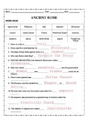 English Worksheet: ancient rome answer key