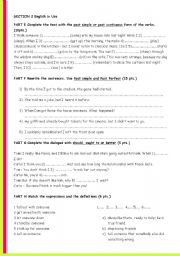 English Worksheet: grammar and vocabulary part of my exam