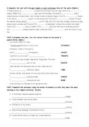 English Worksheet: grammar and vocabulary par of my exam