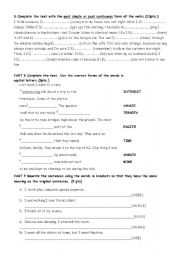 English Worksheet: grammar and vocabulary par of my exam