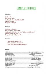 English Worksheet: future simple will