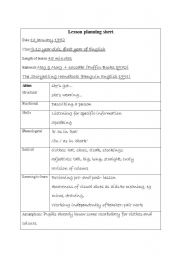 English Worksheet: Lesson plan