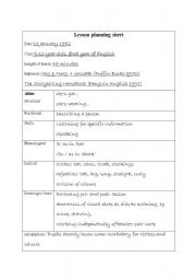 English worksheet: Lesson plan