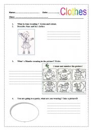 English worksheet: Clothes