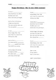 English Worksheet: Happy Christmas-war is over John Lennon song