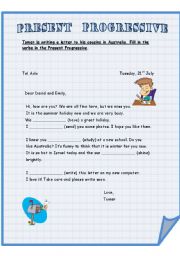 English worksheet: PRESENT PROGRESSIVE