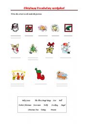 English worksheet: Christmas vocabulary worksheet