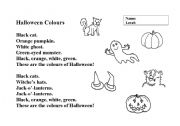 English worksheet: halloween colours