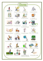 English Worksheet: Chores: a pictionary (fully editable)