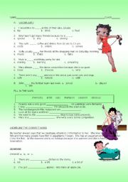 English Worksheet: GRAMMAR N VOCABULARY