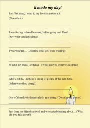 English Worksheet: It made my day!