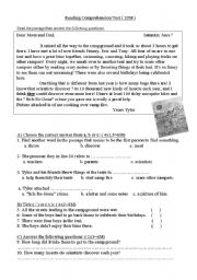 English Worksheet: The camping trip