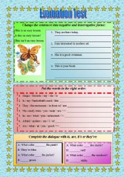 English Worksheet: Evaluation Test - Verb To Be