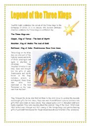 English Worksheet: Legend of the Three Kings  / 2 pages