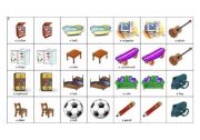 English worksheet: memory game - pieces of furniture and items to be found in a childs room