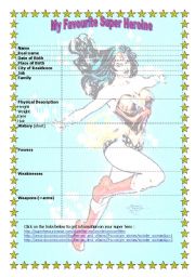 English Worksheet: my favourite super heroine: wonder woman