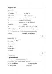 English worksheet: English Test 2