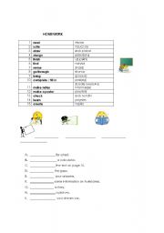 English worksheet: Homework instructions