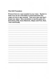 English worksheet: Fire Drill Procedure writing