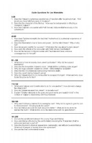 English Worksheet: Guide Questions for Les Miserables