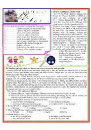 English Worksheet: illiteracy reading