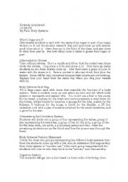 English Worksheet: Body System favorites