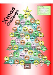 English Worksheet: Board Game - Xmas Challenge