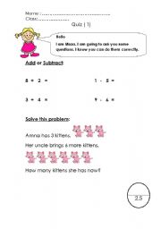 English worksheet: Math Quiz 1