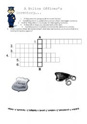 English worksheet: A Police Officers inventory..