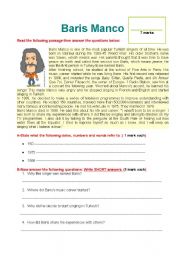 English Worksheet: Baris Manco-Reading Comprehention