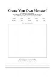 English worksheet: Create your own monster