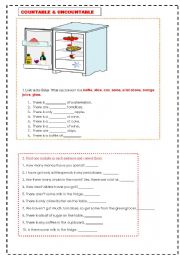 English Worksheet: COUNTABLE AND UNCOUNTABLE NOUNS