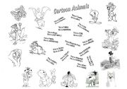 English worksheet: Cartoon animals 