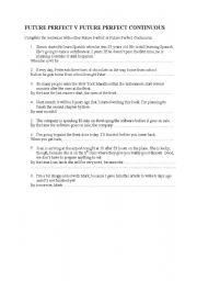 English Worksheet: Future Perfect v Future Perfect Continuous