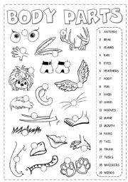 English Worksheet: Body Parts Picrionary