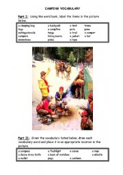 English Worksheet: Camping Vocabulary