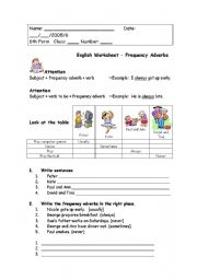 English Worksheet: Frequency adverbs