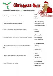Christmas quiz worksheets
