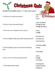 English Worksheet: Christmas in Britain Quiz