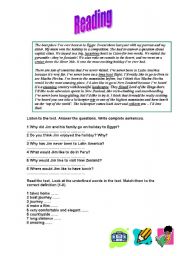 English Worksheet: Reading comprehension