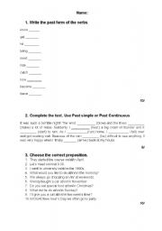 English worksheet: Test_past tenses, articles, count and uncount nouns