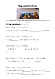 English Worksheet: Muppets Christmas Worksheet