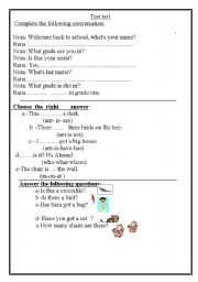 English worksheet: test for young learners