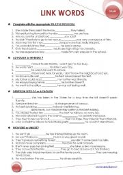 English Worksheet: LINK WORDS