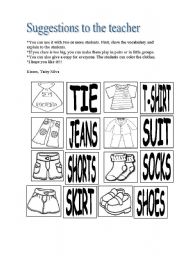English Worksheet: Memory game - CLOTHES